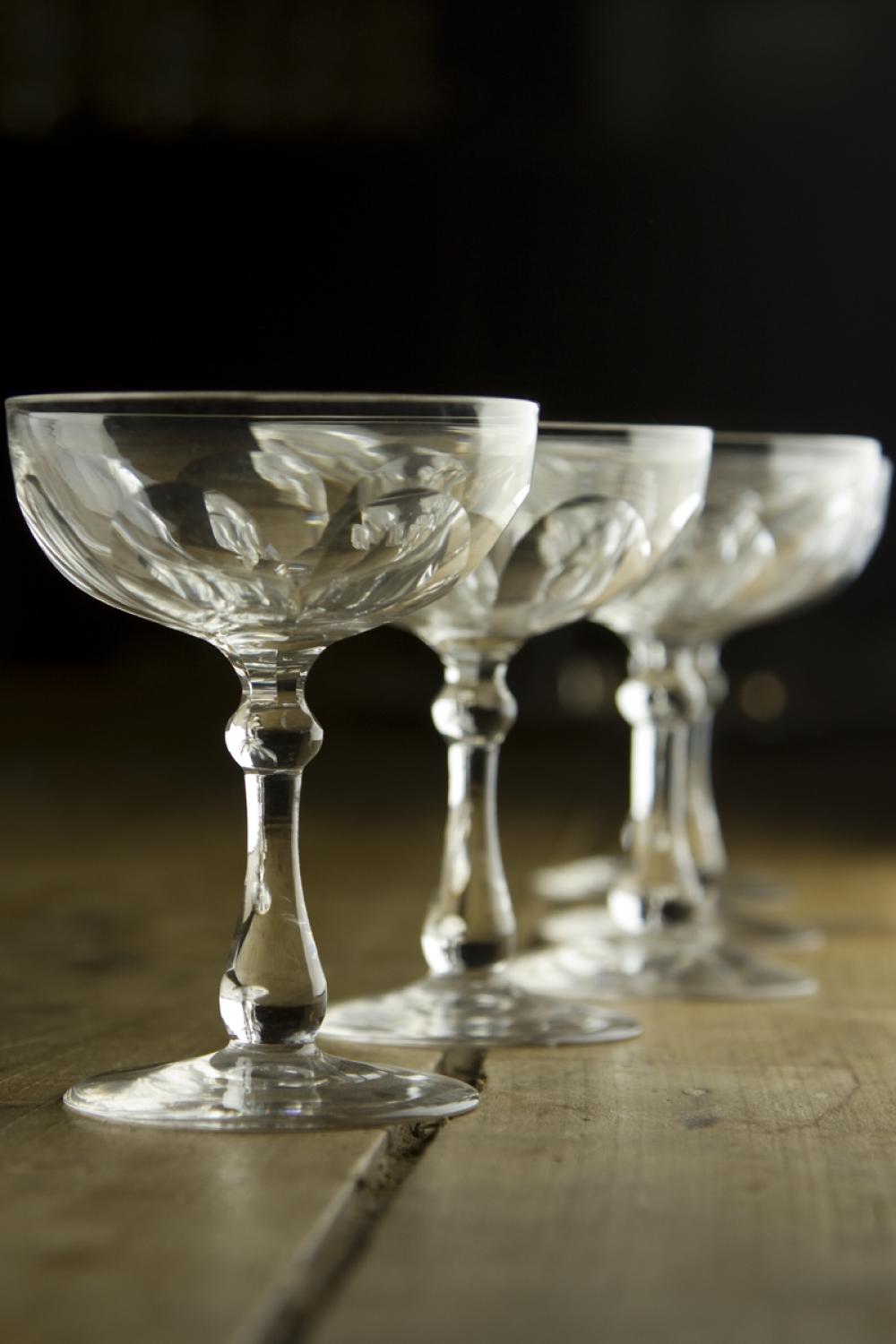French Crystal Champagne Saucers