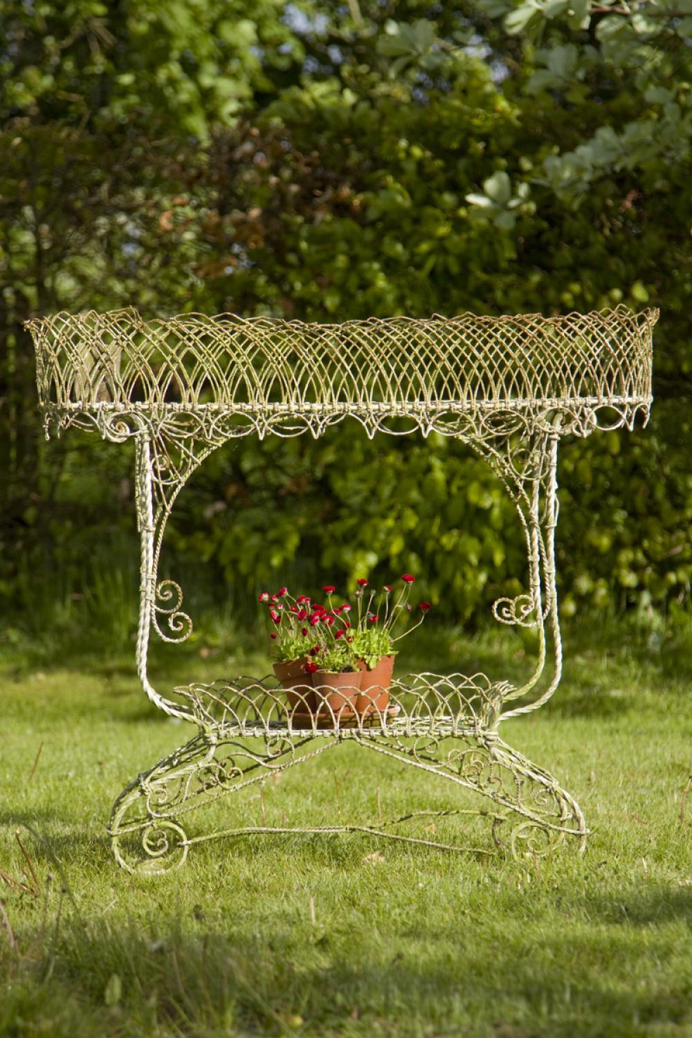Victorian wirework two tier plant stand