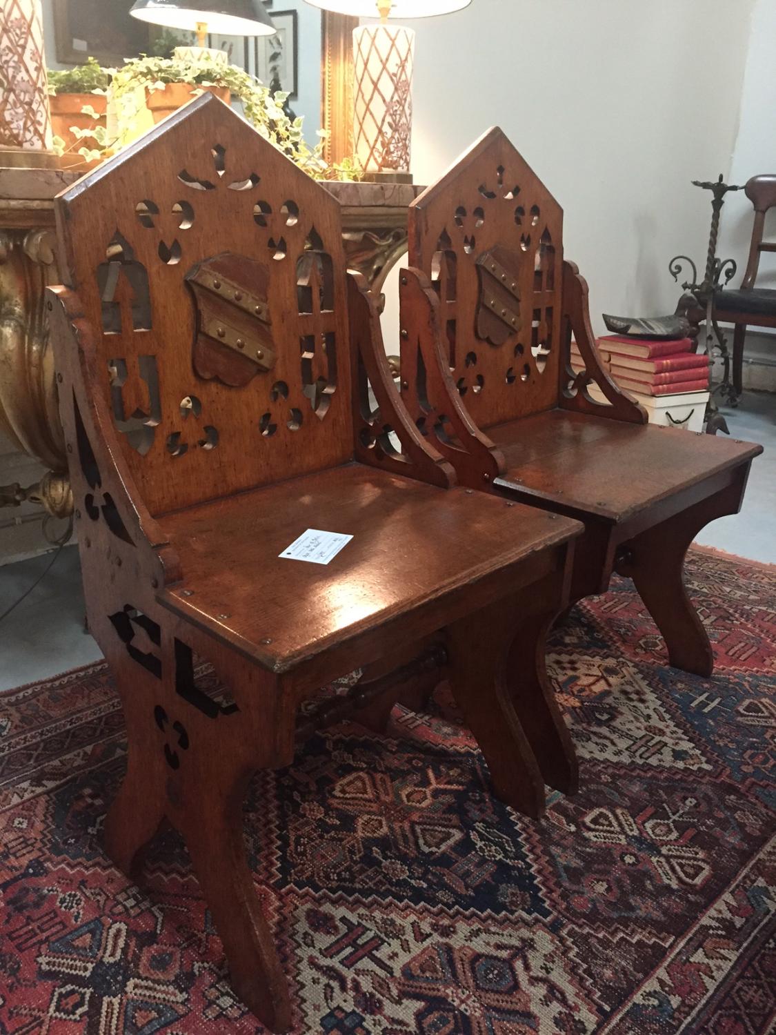 Pair of Gothic Style Hall Chairs