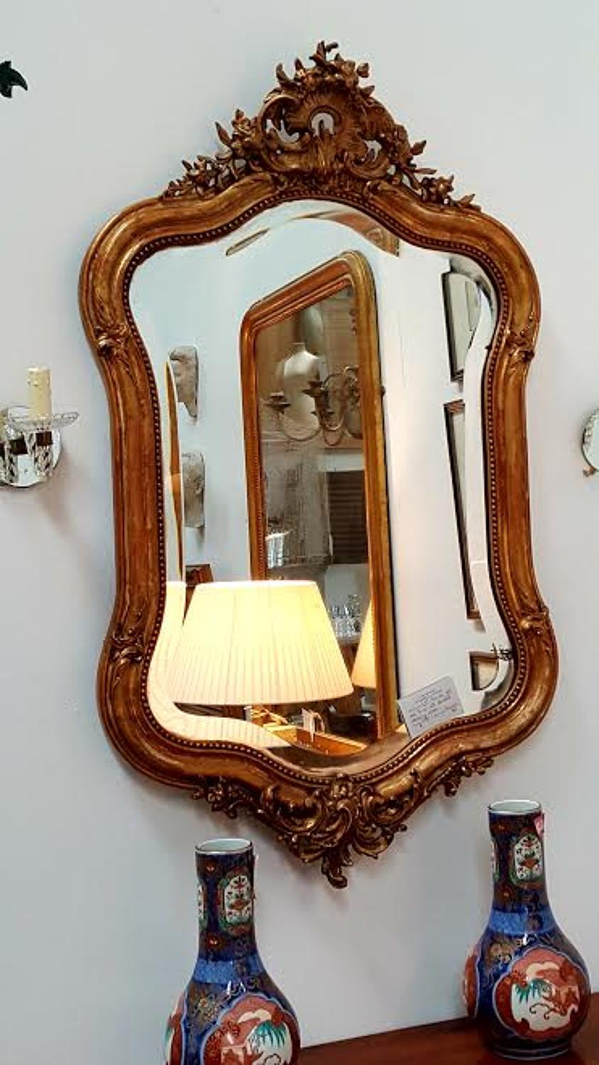 19th French Gilt Oval Mirror