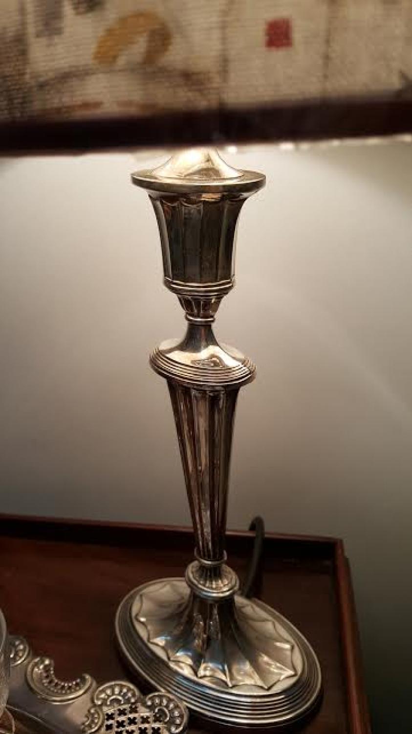 Antique Silver plate candle lamp