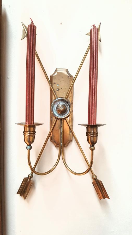 Pair of Brass Arrow Wall Sconces