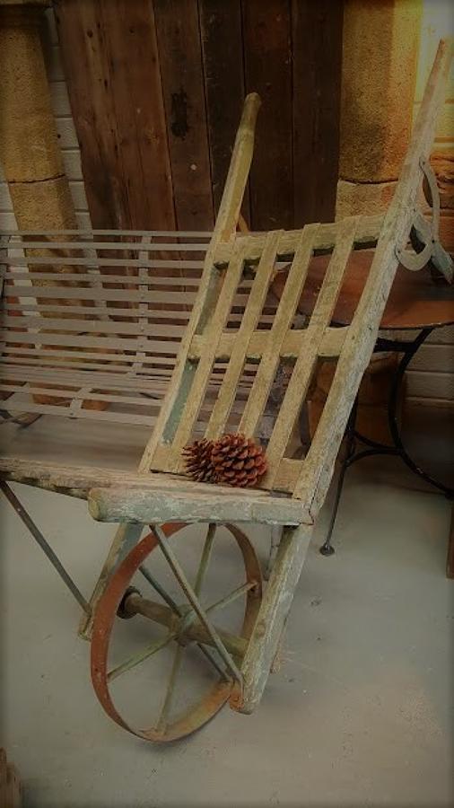 Antique French Garden Wheel Barrow