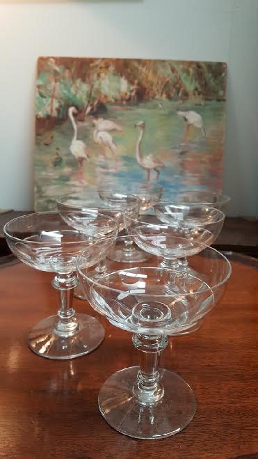 Set of 6 antique French Champagne Glasses