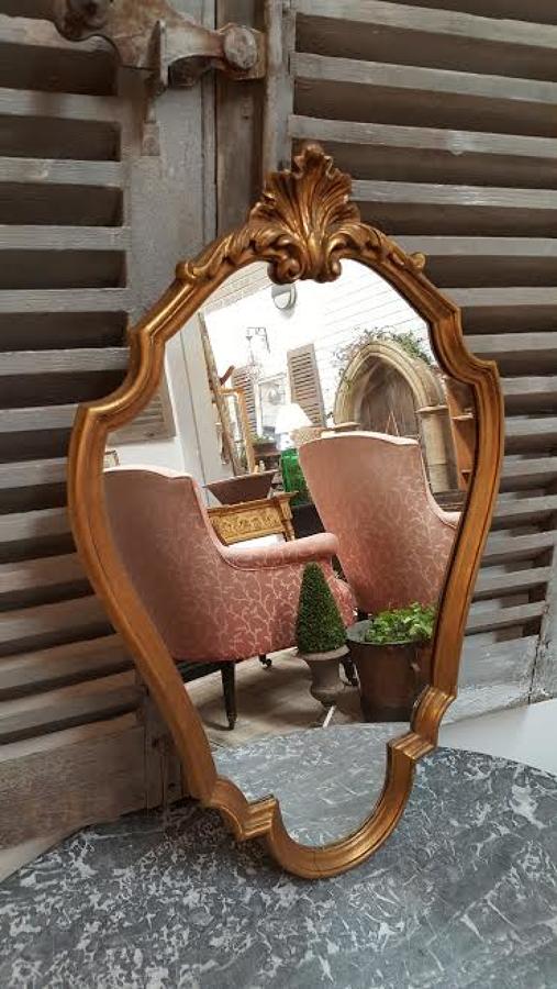 Vintage Shaped Gilt French Mirror