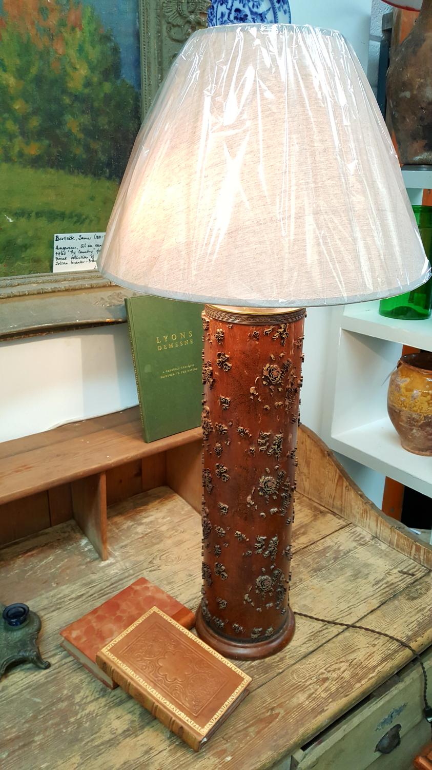 Vintage French Silk/Wallpaper Roller Lamp