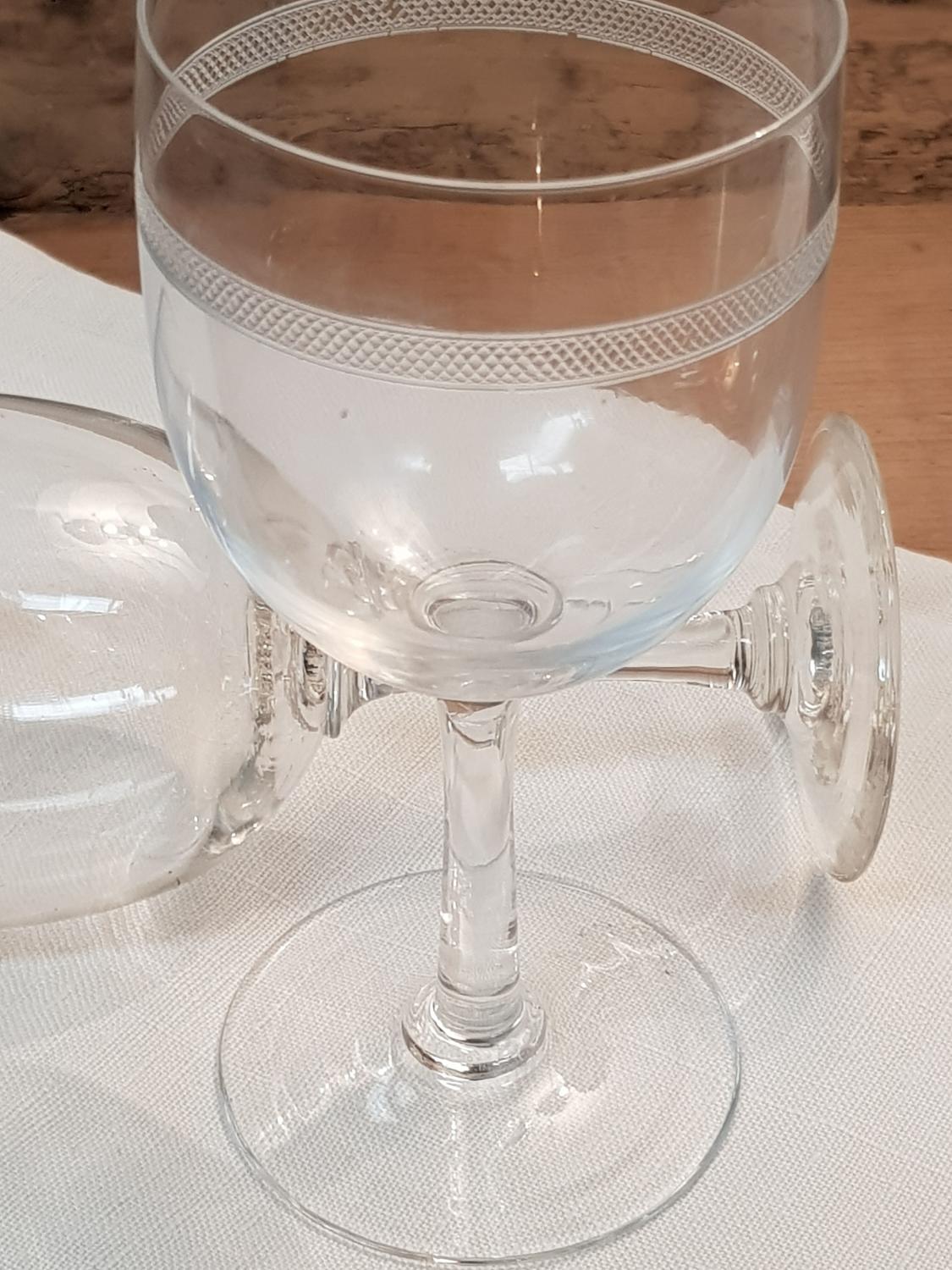 Set of 8 French Mid 20th C Crystal Wine Glasses