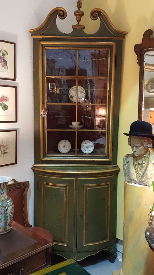 19th Century Painted Corner Cabinet