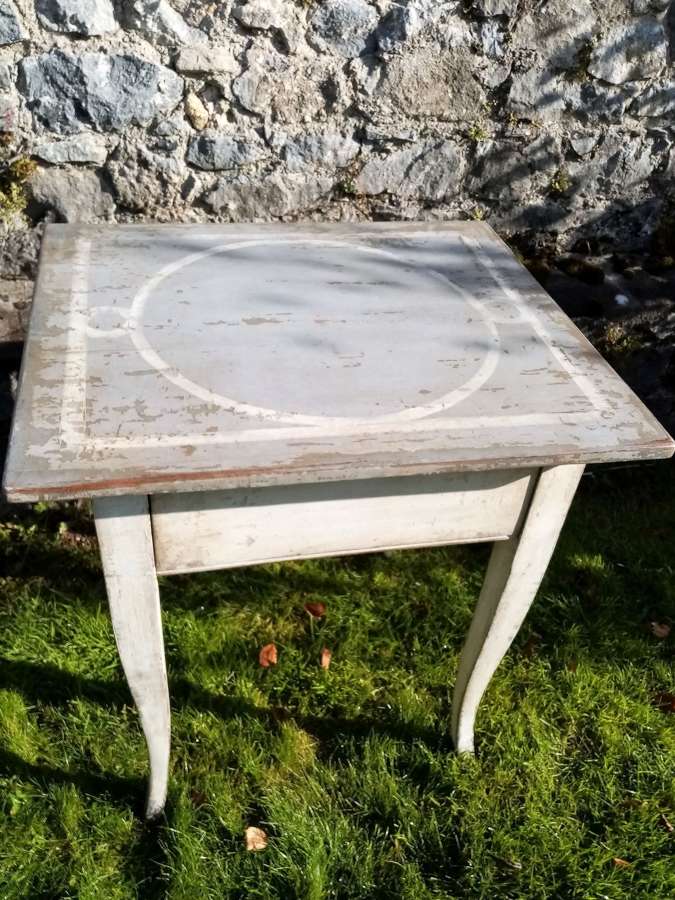 19th c French painted table with drawer