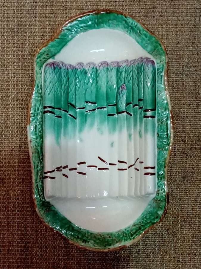 Antique French Majolica Asparagus serving dish