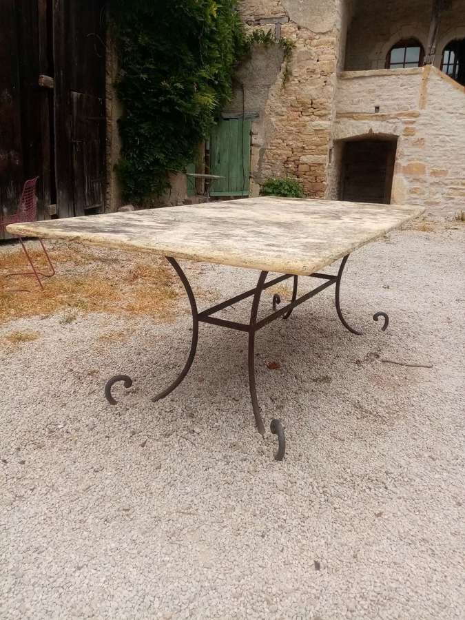 French lichen covered garden table