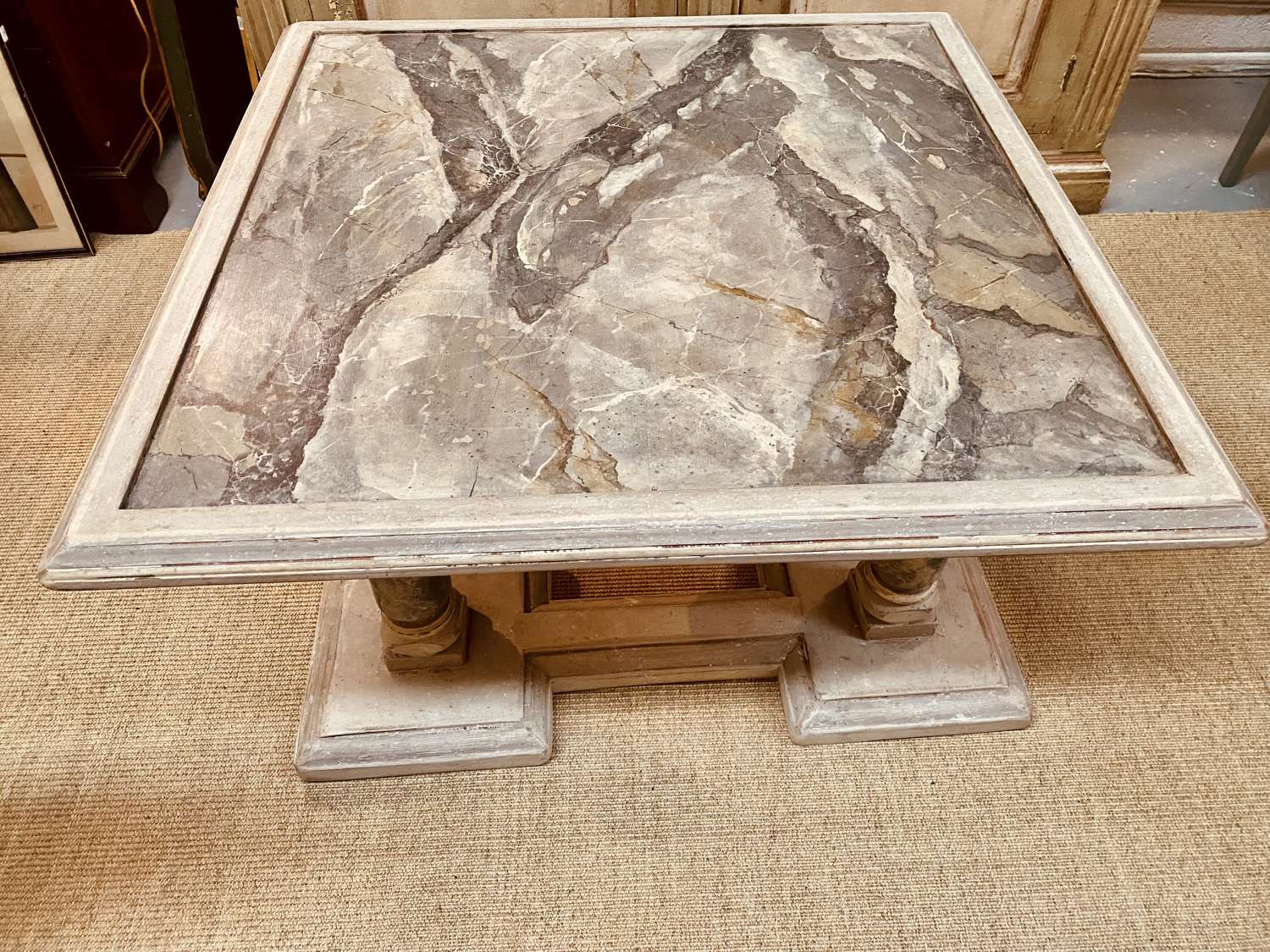 Faux marble painted coffee table