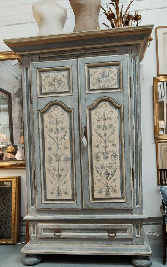 18th c French painted oak cupboard