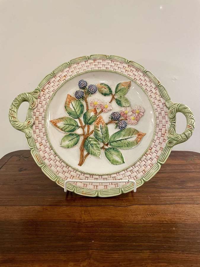 Lancel, Paris majolica plate with berry decoration