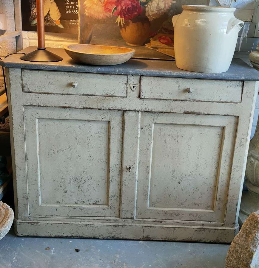 Vintage French painted pine cupboard