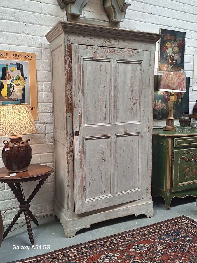Antique French distressed painted pine armoire