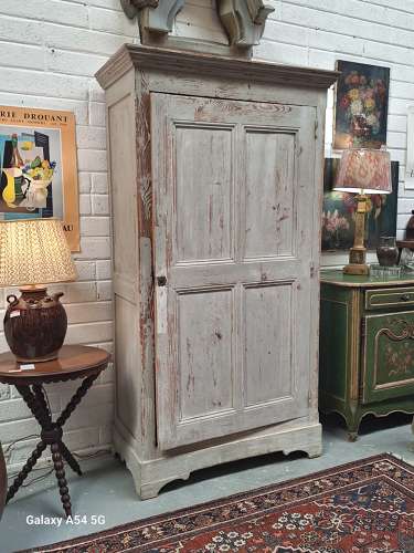 Antique French distressed painted pine armoire
