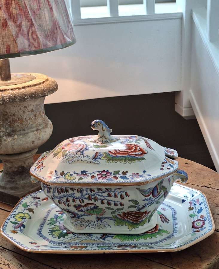19th c Mason's ironstone tureen with underplate