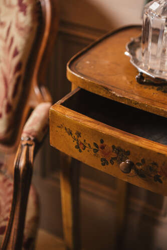 19th century vernis martin occasional table with drawer