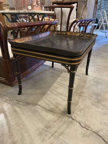 Early 20th century tray table on faux bamboo stand