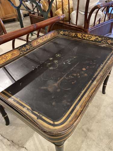 Early 20th century tray table on faux bamboo stand