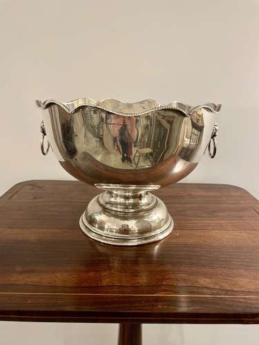 Silver plated  rose bowl with lion mask decoration