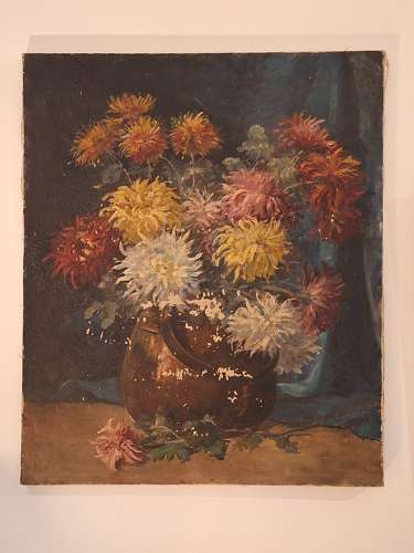 19th century still life of flowers - oil on canvas