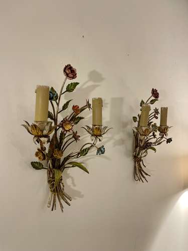 Pair of Italian toleware light fittings c.1930