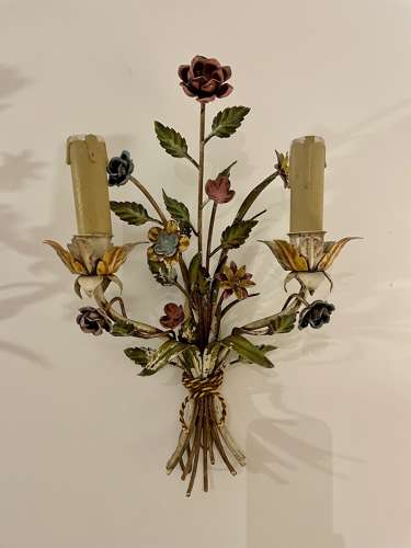 Pair of Italian toleware light fittings c.1930