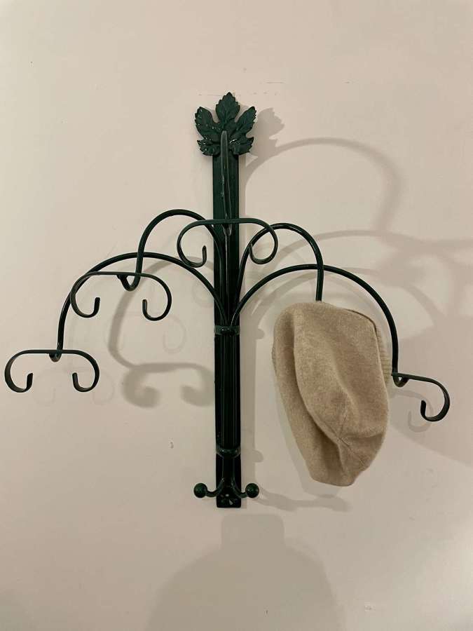 Vintage metal wall coat and hat hanger