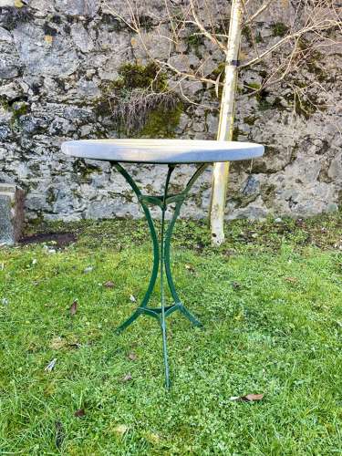Limestone top bistro table on antique french base