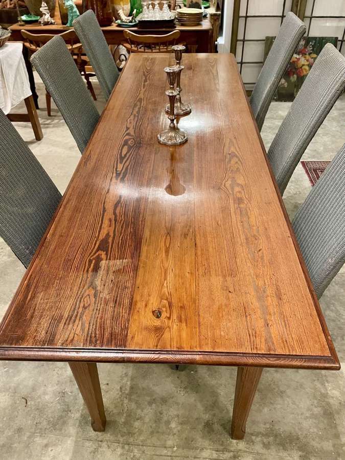 Antique French pitch pine farmhouse table