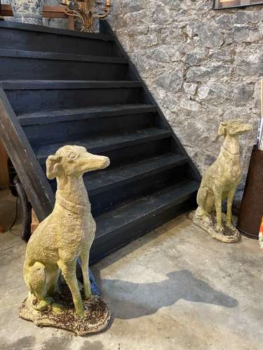 Pair of composite stone hounds