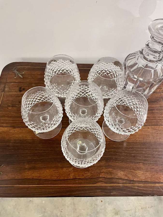 Set of six vintage Waterford crystal brandy snifters