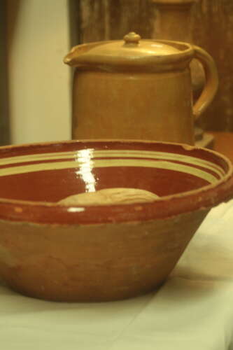 Antique French pottery dairy bowls