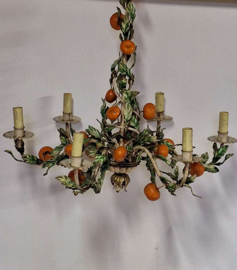 1950's Italian toleware chandelier with sicilian oranges