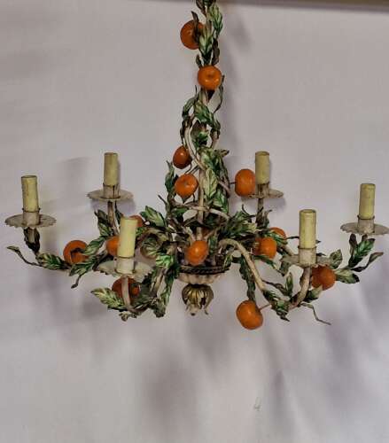 1950's Italian toleware chandelier with sicilian oranges