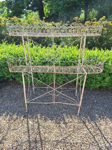 20th c two tiered wirework plant stand