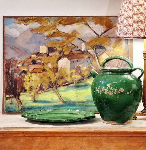 French pottery water jug and platter
