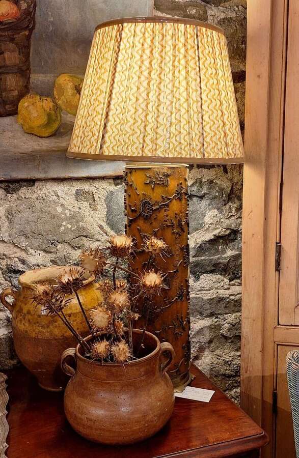 Antique large wallpaper or printing roller lamp base