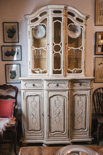 18th century French provincial painted display cabinet