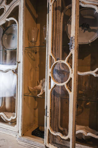 18th century French provincial painted display cabinet