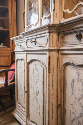 18th century French provincial painted display cabinet