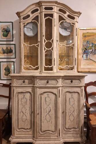 18th century French provincial painted display cabinet