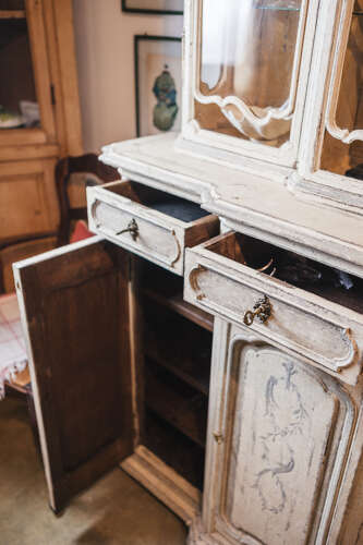 18th century French provincial painted display cabinet