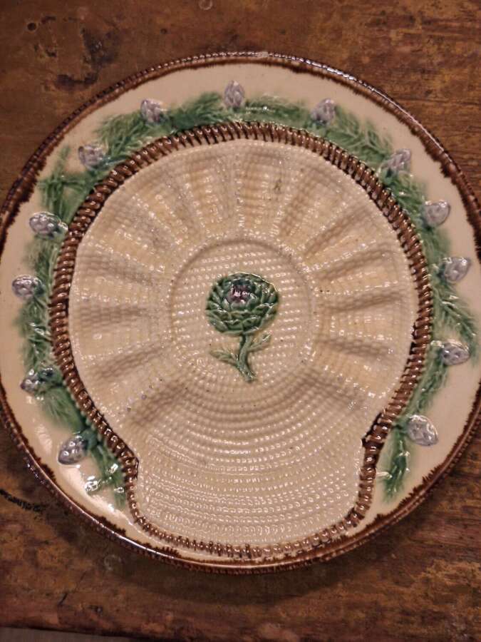 19th century French majolica asparagus plates