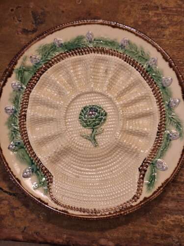 19th century French majolica asparagus plates