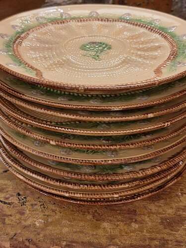 19th century French majolica asparagus plates
