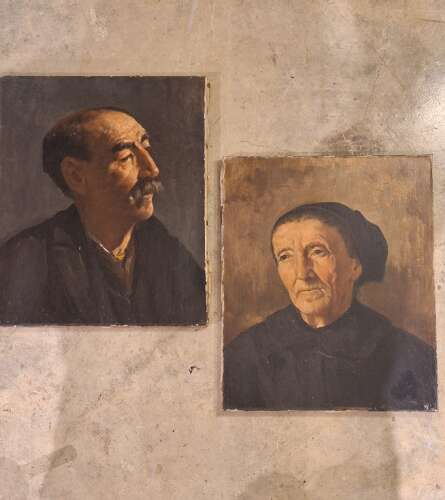19th century companion portrait pair
