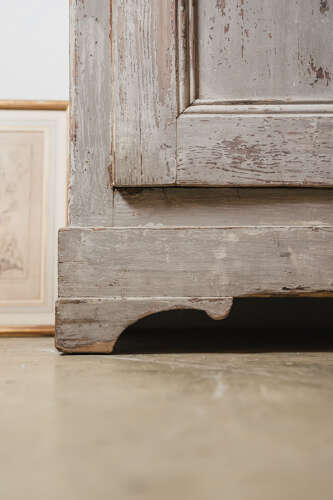19th century French painted pine wardrobe